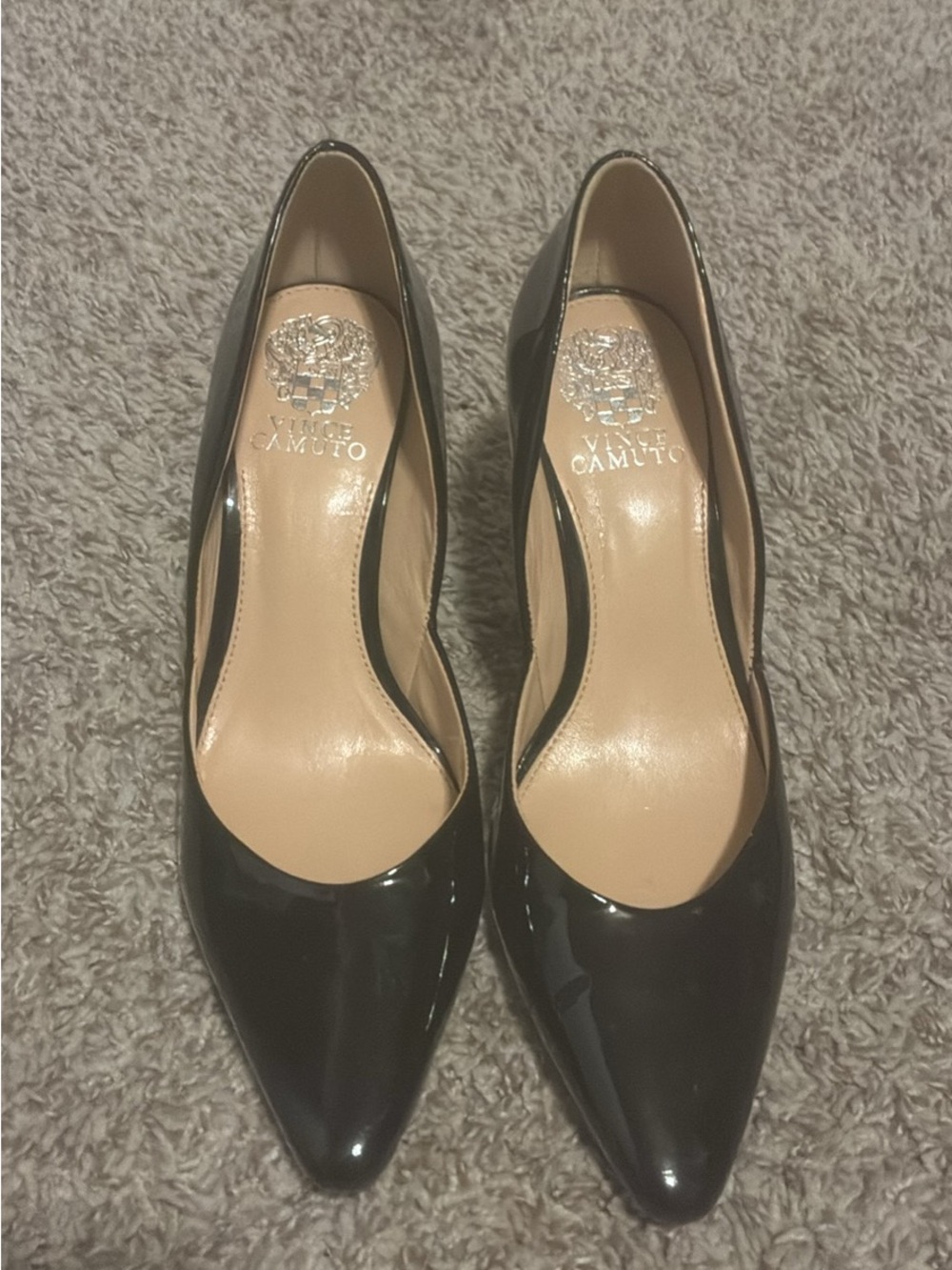 Vince Camuto Black Patent Pointed Toe Pumps